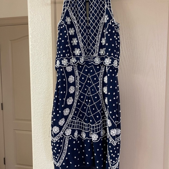 Blue and White Beaded Dress - Picture 7 of 7